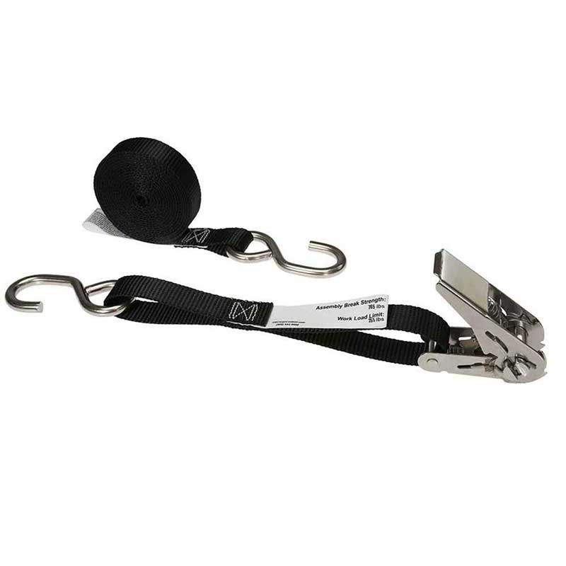 1 X 10' အနက်ရောင် Stainless Steel Thumb Ratchet Strap ကြိုးချိတ်များ