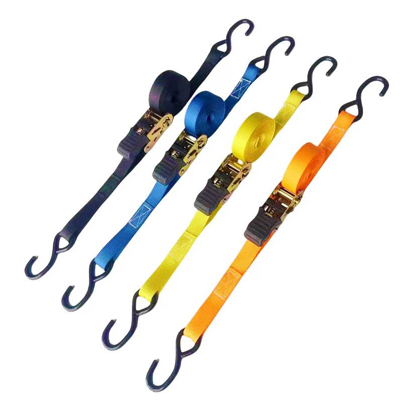 1 X 15' Multicolor Thumb Ratchet Strap ဖြင့် Vinyl-Coated S ချိတ်များ
