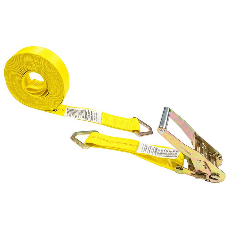 D-Rings ပါသော 2 X 30' အဝါရောင် Ratchet Strap