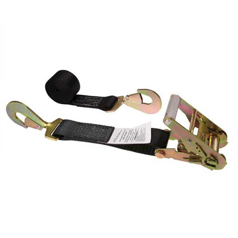 လိမ်ထားသော Snap Hooks ဖြင့် 2 X 8' အနက်ရောင်ကား Tie Down Ratchet Strap