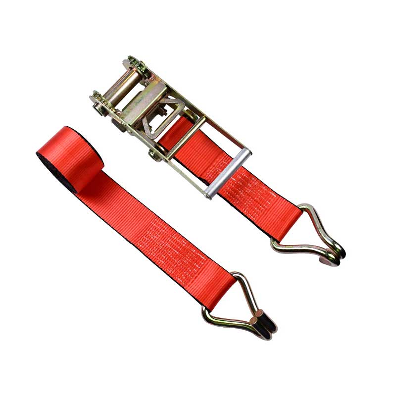 ဝိုင်ယာချိတ်များဖြင့် 3 X 30' အနီရောင် Ratchet Strap