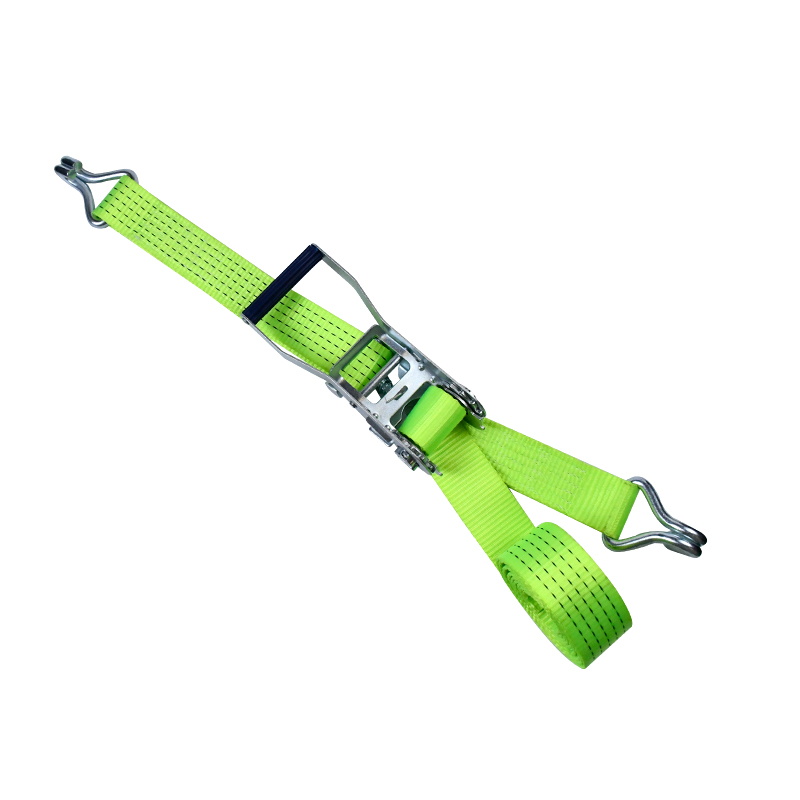 ကုတ်ချိတ်များပါသော 50mm 5000kg အစိမ်းရောင် Ratchet Strap